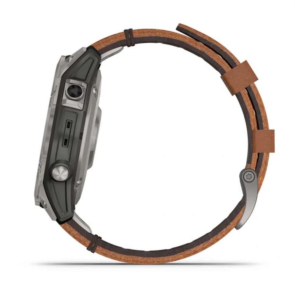 Умные часы Garmin Fenix 7 Pro 47mm SOLAR Sapphire Titanium with Chestnut Leather Band (010-02777-30)