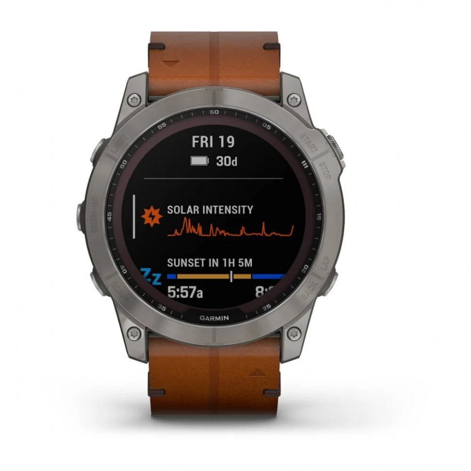 Умные часы Garmin Fenix 7X 51mm SOLAR Sapphire Titanium with Chestnut Leather Band (010-02541-19)