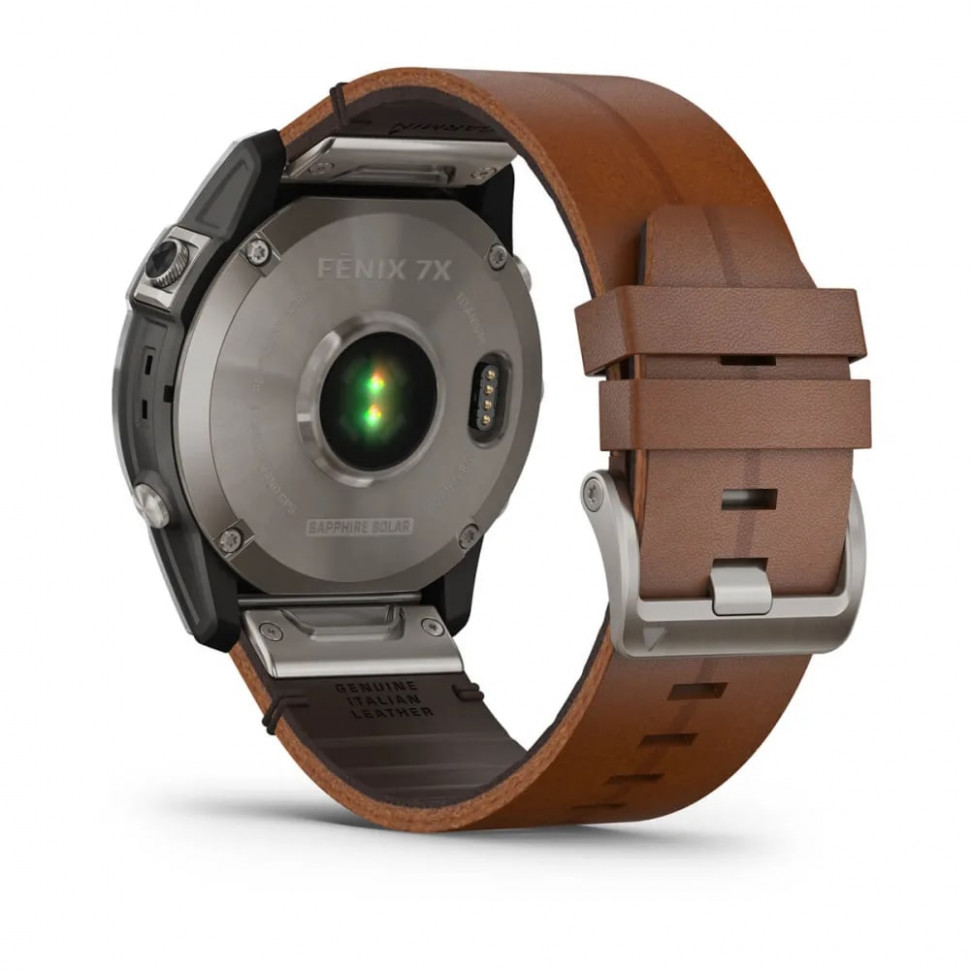 Умные часы Garmin Fenix 7X 51mm SOLAR Sapphire Titanium with Chestnut Leather Band (010-02541-19)