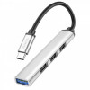 Стыковочная станция HOCO HB26 Type-C на 3xUSB 2.0, 1 USB 3.0 Серебро