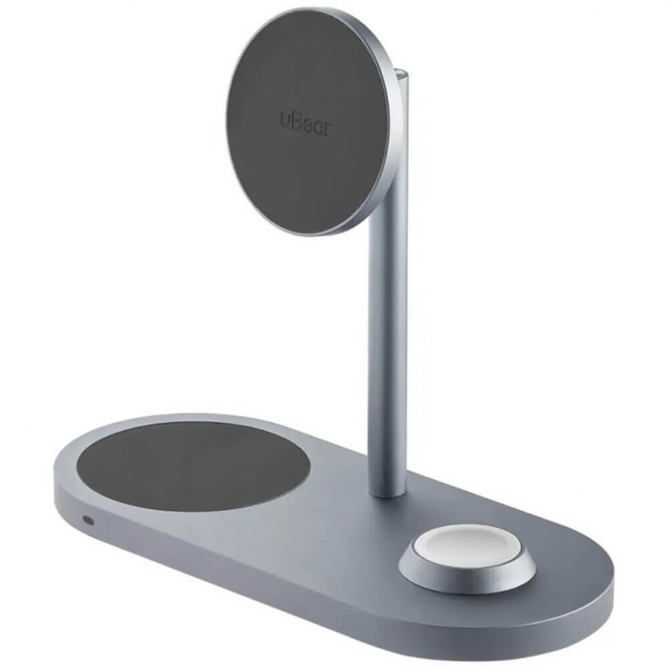 Беспроводное зарядное устройство uBear Stage Pro 3 в 1 Samsung MagSafe Серый