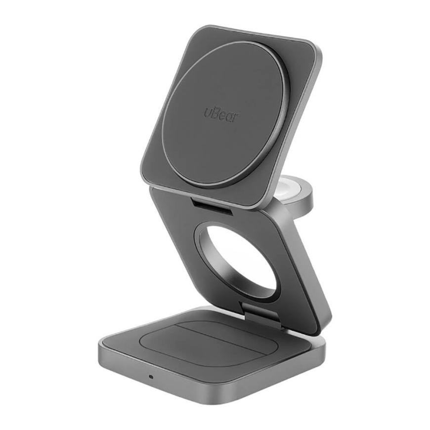 Беспроводное зарядное устройство uBear Balance 3 в 1 MagSafe Серый