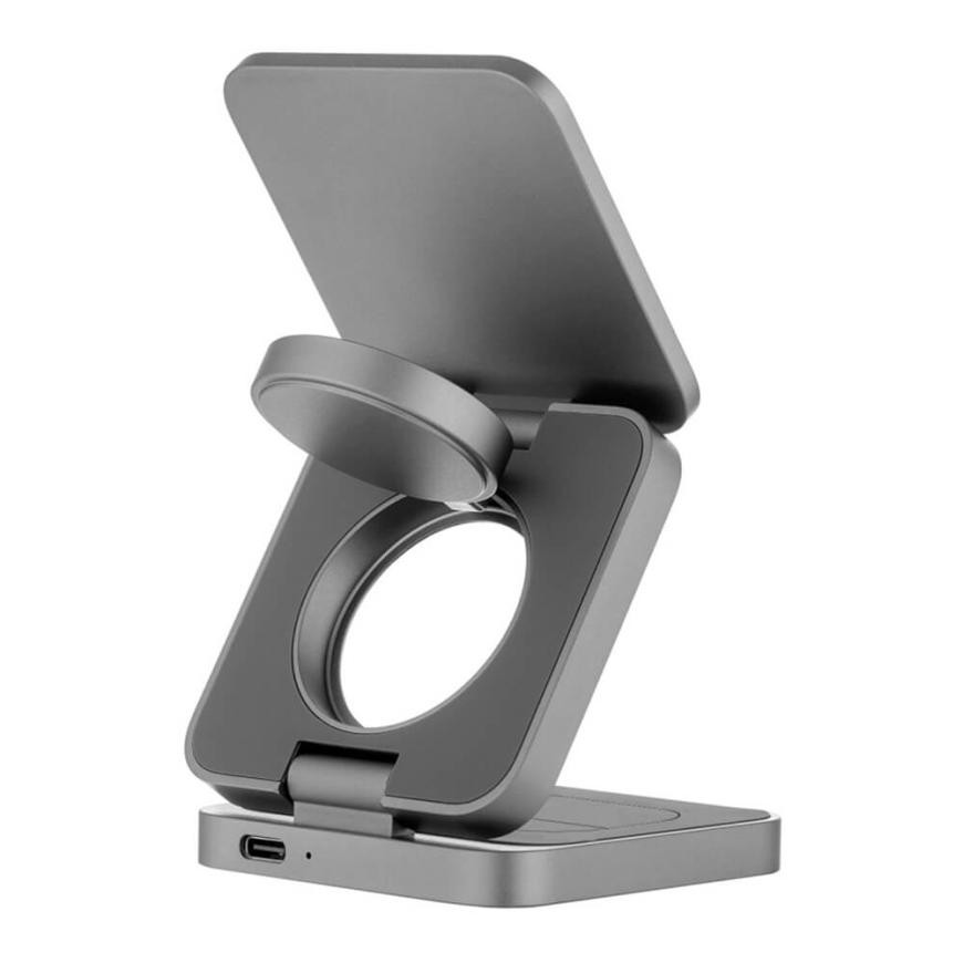 Беспроводное зарядное устройство uBear Balance 3 в 1 MagSafe Серый