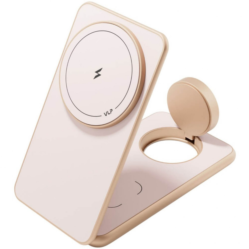 Беспроводное зарядное устройство VLP Alum Power Pro for Apple 3 в 1 Qi2 Пустынный титан