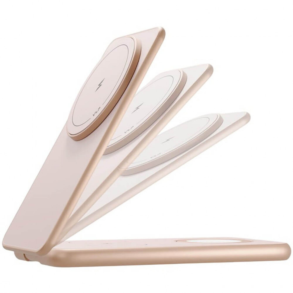 Беспроводное зарядное устройство VLP Alum Power Pro for Apple 3 в 1 Qi2 Пустынный титан