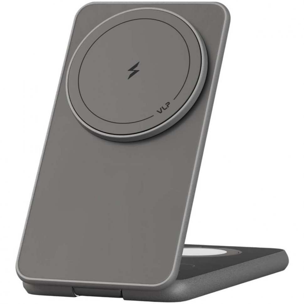 Беспроводное зарядное устройство VLP Alum Power Pro for Apple 3 в 1 Qi2 Натуральный титан