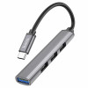 Стыковочная станция HOCO HB26 Type-C на 3xUSB 2.0, 1 USB 3.0 Серый