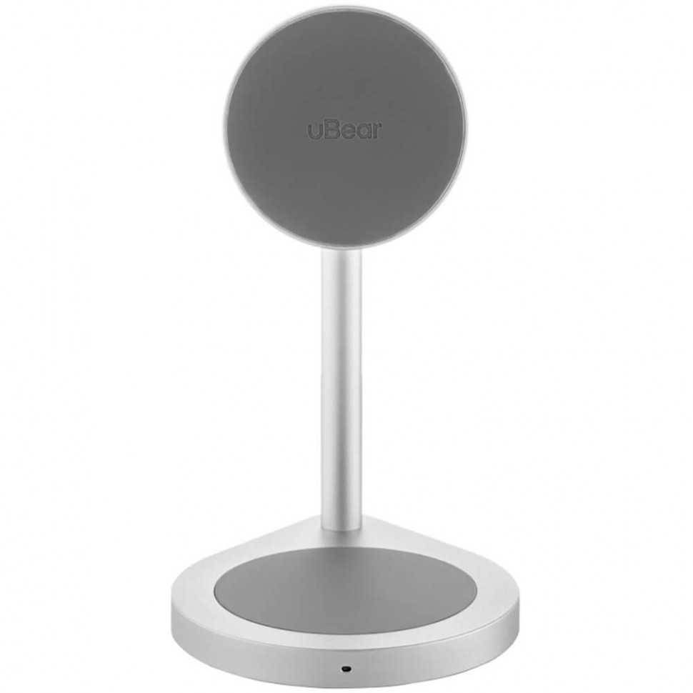 Беспроводное зарядное устройство uBear Stage 2 в 1 MagSafe Серебро