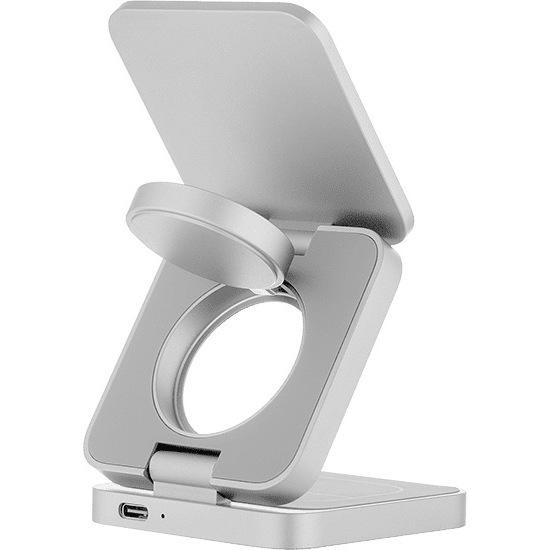 Беспроводное зарядное устройство uBear Balance 3 в 1 MagSafe Серебро