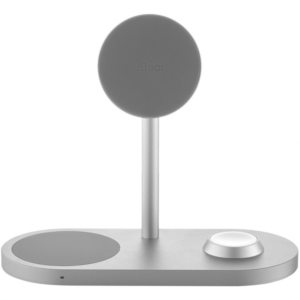 Беспроводное зарядное устройство uBear Stage Pro 3 в 1 MagSafe Серебро