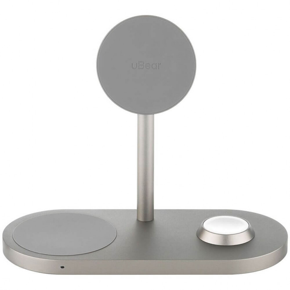 Беспроводное зарядное устройство uBear Stage Pro 3 в 1 MagSafe Титан