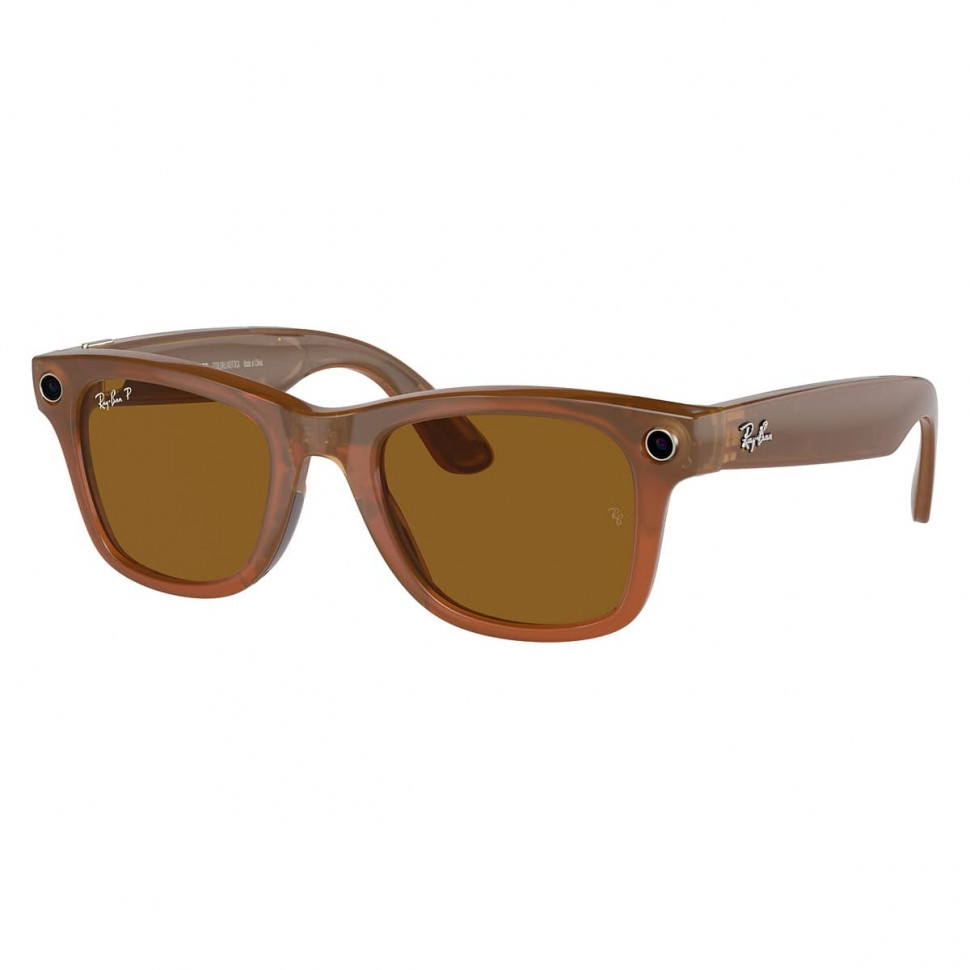 Умные очки Ray-Ban Wayfarer Shiny Caramel/Polarized Brown (RW4008)