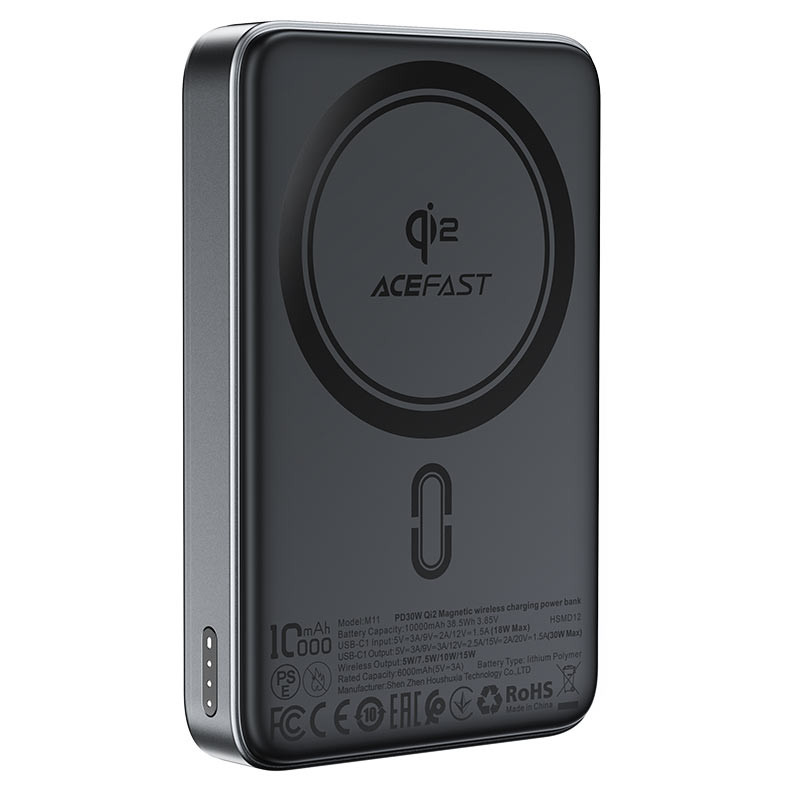 Внешний аккумулятор ACEFAST M11 PWRup PD30W Qi2 15W 10000 мАч Черный