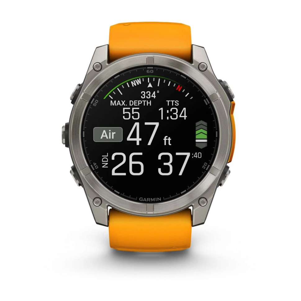 Умные часы Garmin Fenix 8 51mm AMOLED Sapphire Titanium with Spark Orange/Graphite Silicone Band (010-02905-10)