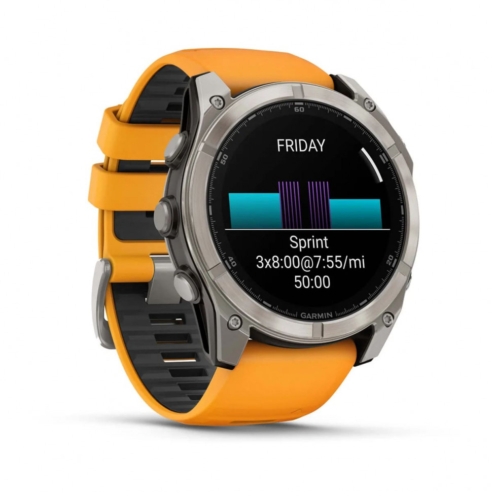 Умные часы Garmin Fenix 8 51mm AMOLED Sapphire Titanium with Spark Orange/Graphite Silicone Band (010-02905-10)