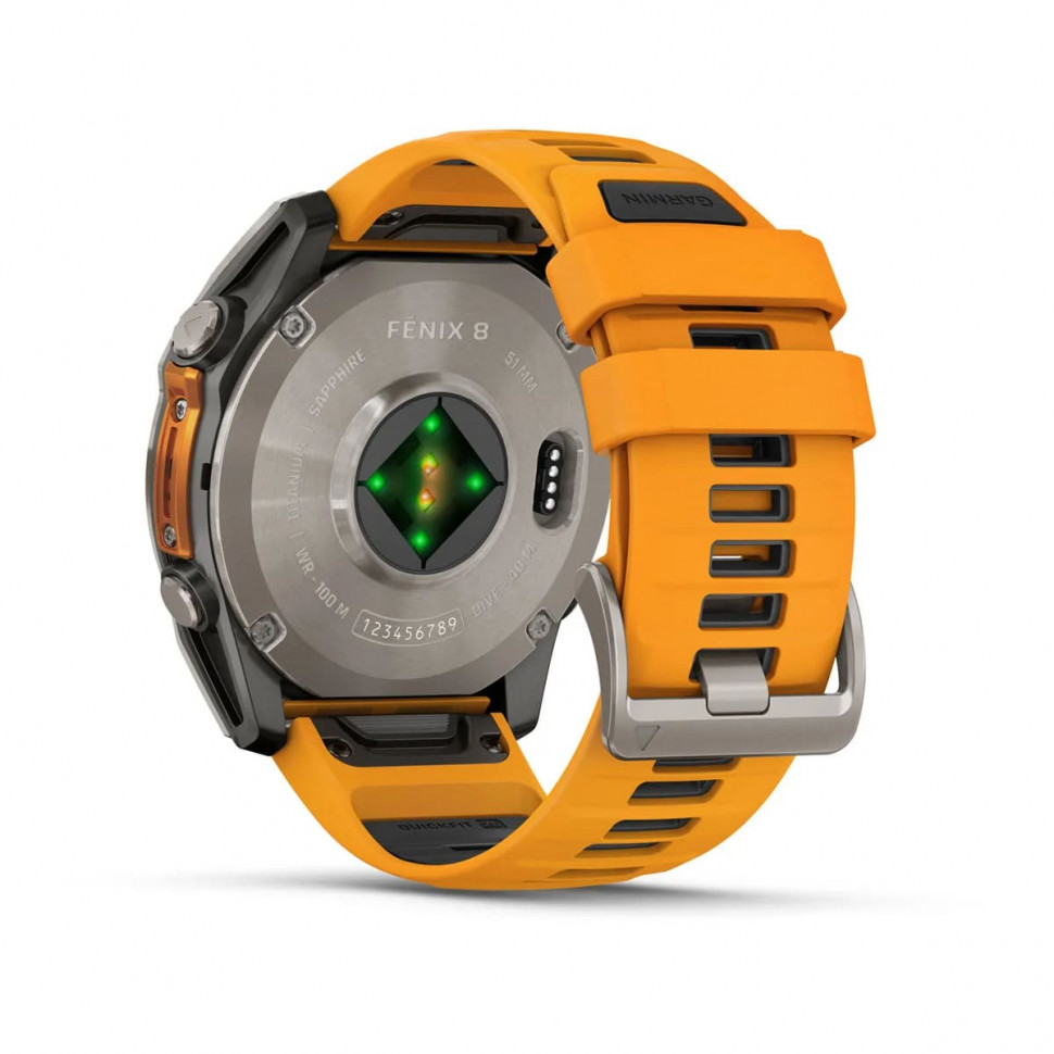 Умные часы Garmin Fenix 8 51mm AMOLED Sapphire Titanium with Spark Orange/Graphite Silicone Band (010-02905-10)