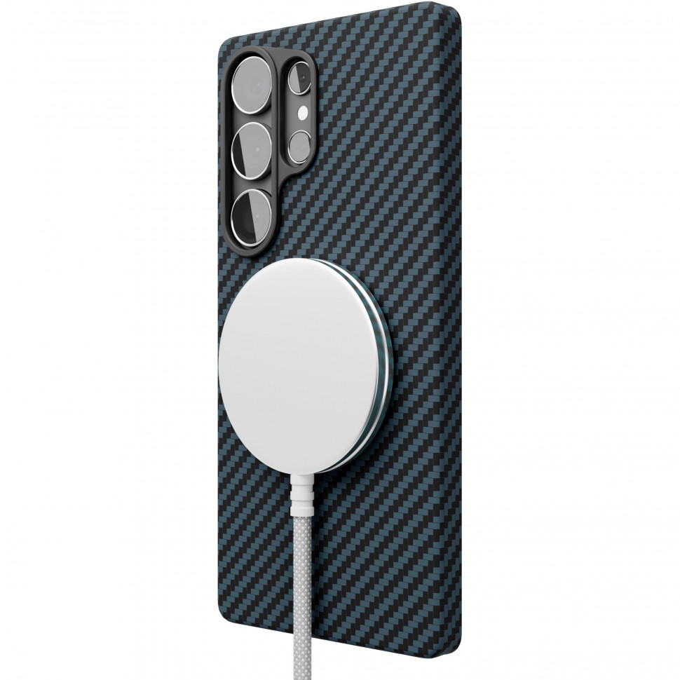 Чехол защитный VLP Kevlar Case MagSafe для Samsung Galaxy S25 Ultra Синий