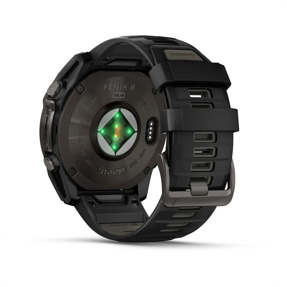 Умные часы Garmin Fenix 8 51mm SOLAR Sapphire Carbon Gray DLC Titanium with Black/Pebble Gray Silicone Band (010-02907-10)