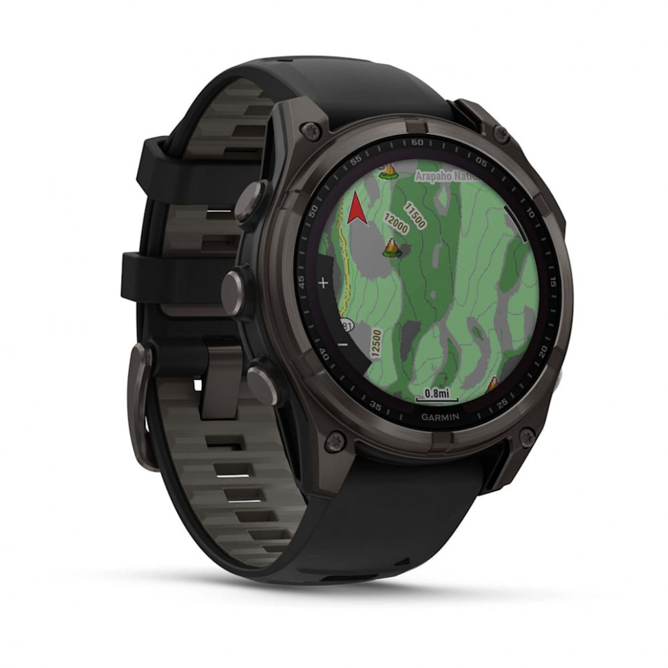 Умные часы Garmin Fenix 8 47mm SOLAR Sapphire Carbon Gray DLC Titanium with Black/Pebble Gray Silicone Band (010-02906-10)