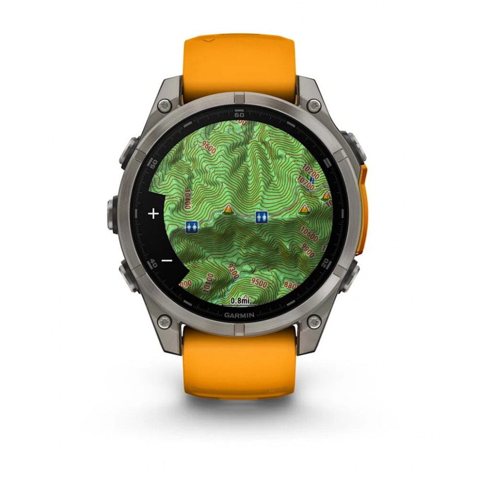 Умные часы Garmin Fenix 8 47mm AMOLED Sapphire Titanium with Spark Orange/Graphite Silicone Band (010-02904-10)