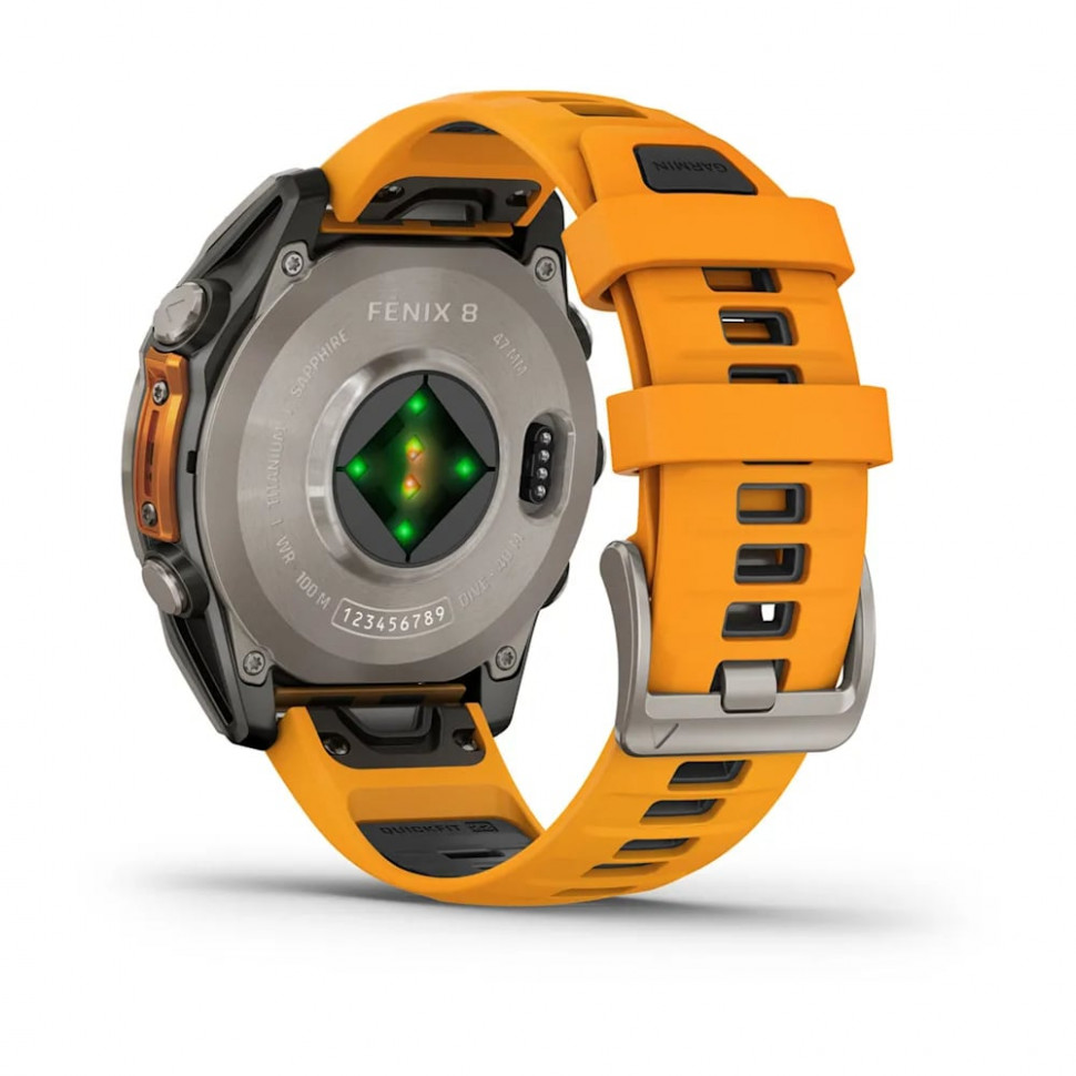 Умные часы Garmin Fenix 8 47mm AMOLED Sapphire Titanium with Spark Orange/Graphite Silicone Band (010-02904-10)